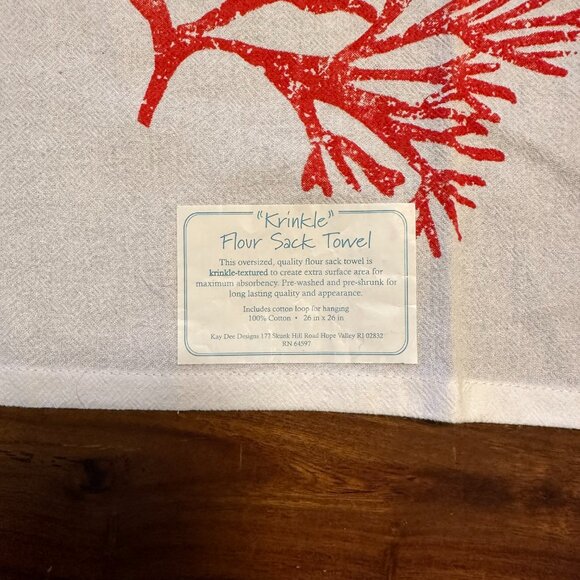 Kay Dee Designs Krinkle Flour Sack Kitchen Towel Coral Cotton 26" x 26" NWT! - Picture 2 of 3